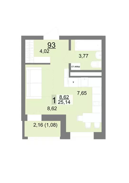 Квартира-студия: Екатеринбург, Тенистая улица, 8с4 (25.14 м) - Фото 0