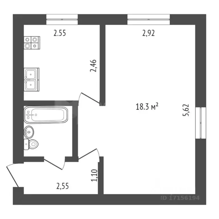 1-к кв. Тюменская область, Тюмень Минская ул., 57 (30.0 м) - Фото 1