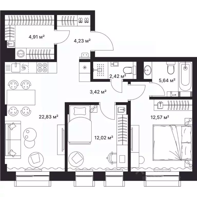 2-к кв. Владимирская область, Киржач ул. Свердлова, 10А (68.0 м) - Фото 1