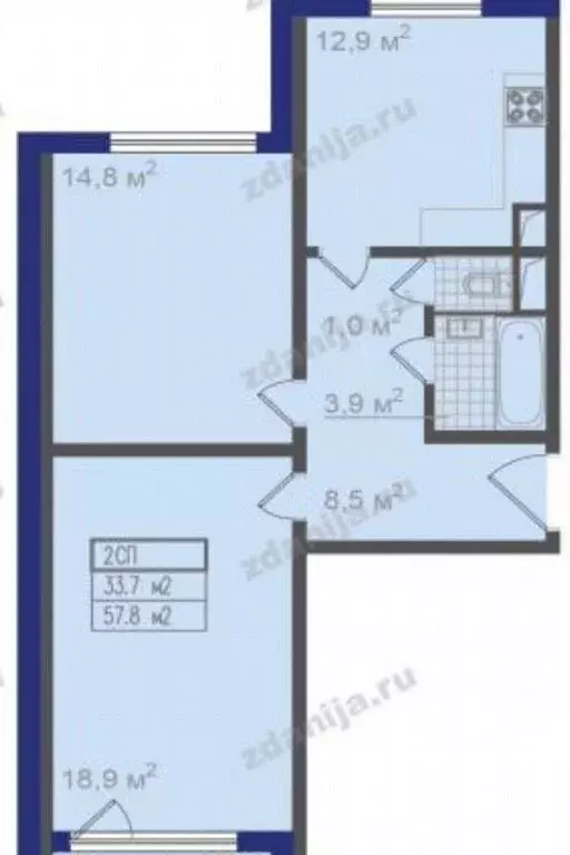 2-комнатная квартира: Москва, улица Кутузова, 6 (58 м) - Фото 1