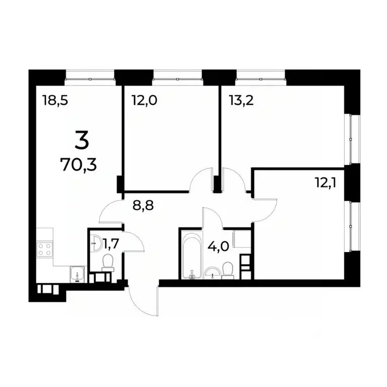 3-к кв. Нижегородская область, Нижний Новгород Березовский мкр,  (70.0 ... - Фото 0