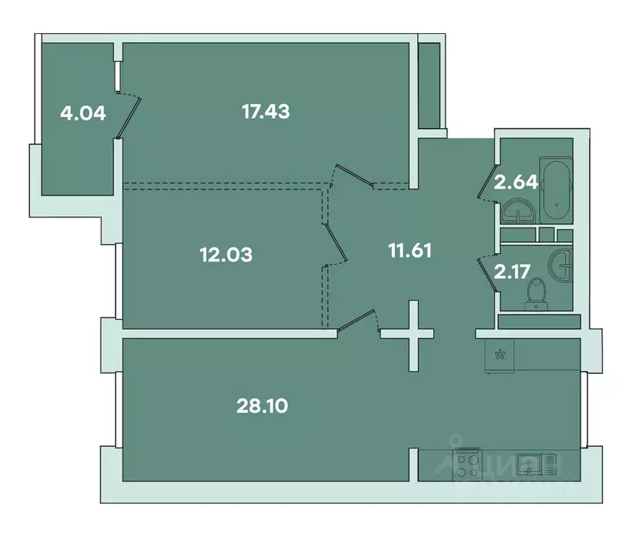2-к кв. Иркутская область, Иркутск ул. Петрова, 18 (78.02 м) - Фото 0