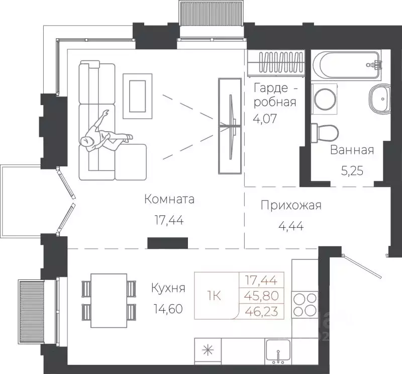 1-к кв. Алтай, Майминский район, с. Майма ул. Энергетиков (46.23 м) - Фото 1