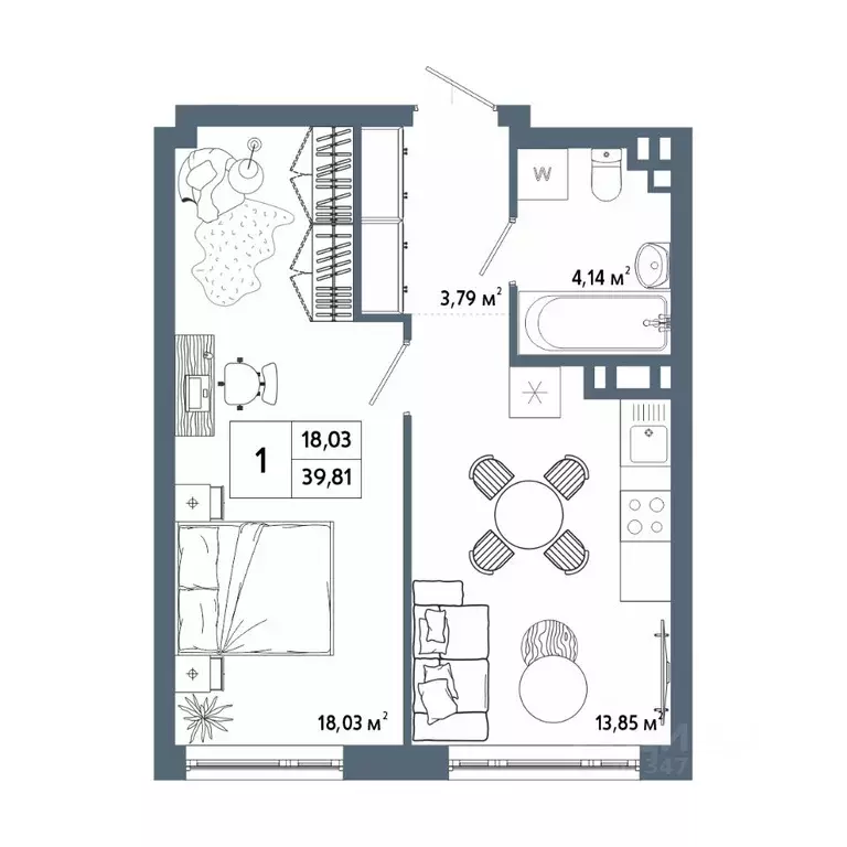 1-к кв. Башкортостан, Уфа 42-й кв-л,  (39.73 м) - Фото 1