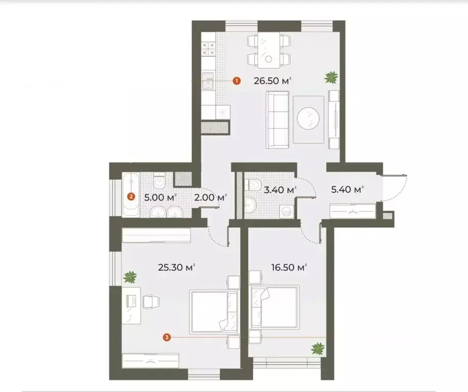 2-к кв. Санкт-Петербург Зеленогорская ул., 3 (84.1 м) - Фото 1