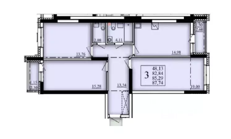 3-к кв. Башкортостан, Уфа Затон-Восточный жилрайон, Паруса жилой ... - Фото 1