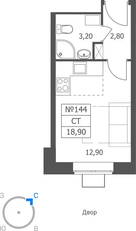 Квартира-студия: Ярославль, Большая Октябрьская улица, 85 (18.9 м) - Фото 1