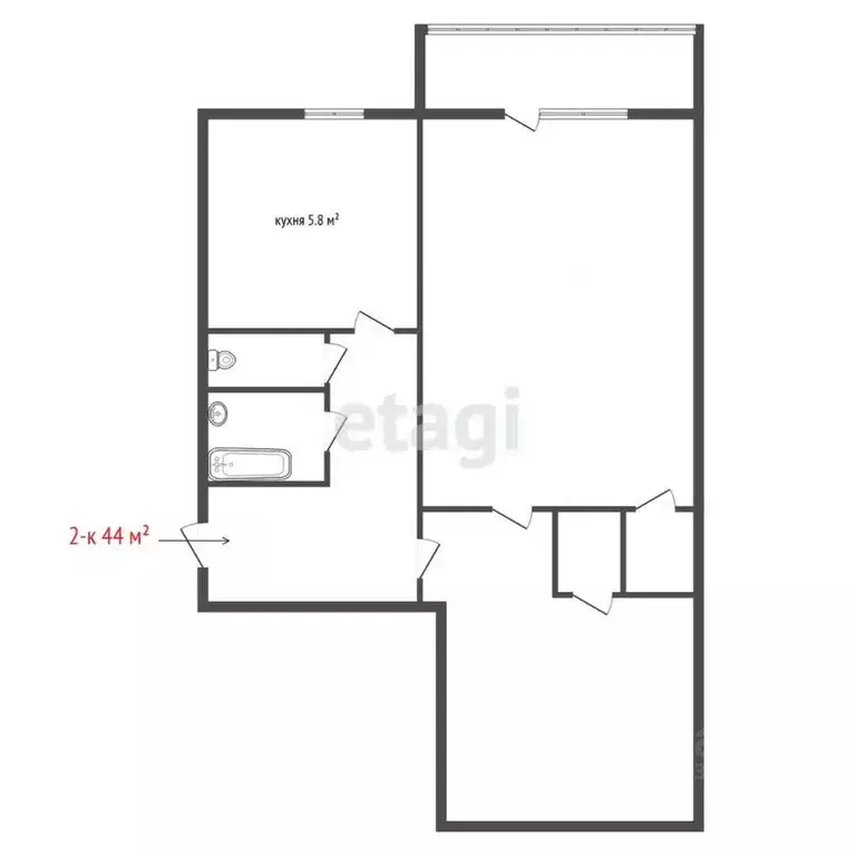 2-к кв. Свердловская область, Екатеринбург ул. Щербакова, 3к4 (44.0 м) - Фото 1