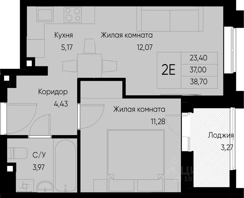 2-к кв. Татарстан, Зеленодольский район, Васильево муниципальное ... - Фото 0