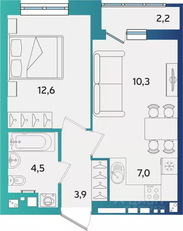 2-к кв. Удмуртия, Ижевск ул. 40 лет Победы, 121 (39.4 м) - Фото 1