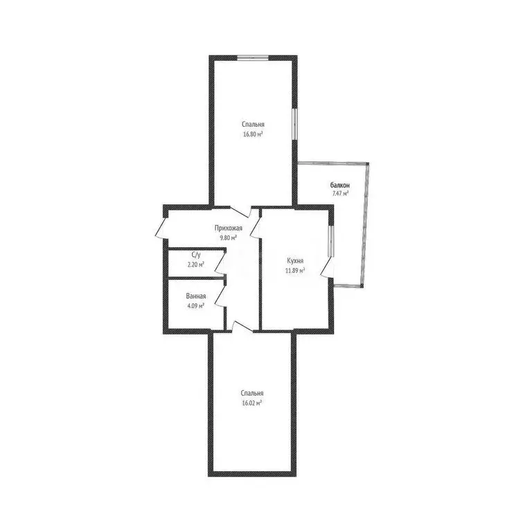 2-комнатная квартира: Краснодар, улица Шумана, 2 (61.6 м) - Фото 2
