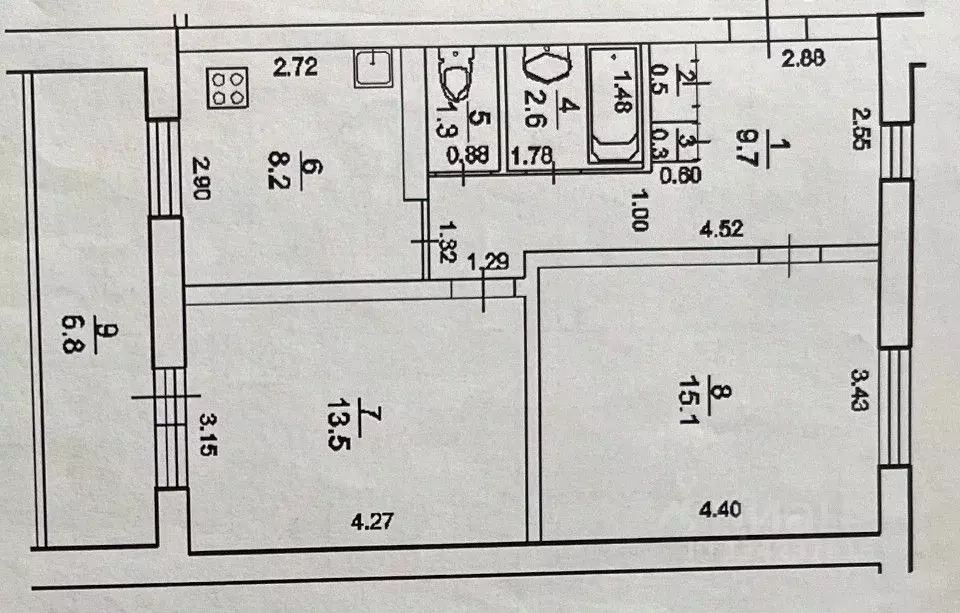2-к кв. Башкортостан, Уфа Вологодская ул., 66 (51.2 м) - Фото 2