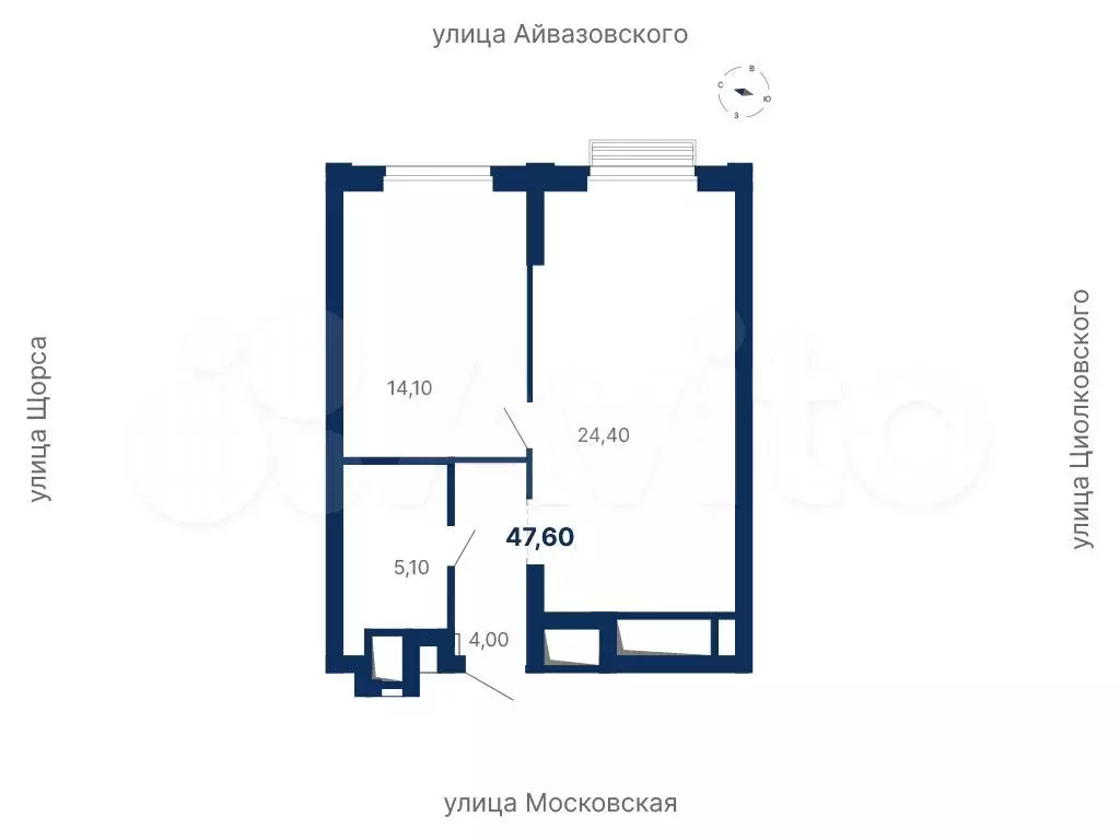 1-к. квартира, 47,6 м, 4/29 эт. - Фото 0