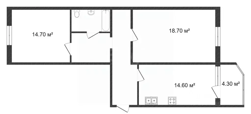2-к кв. Ханты-Мансийский АО, Сургут ул. Крылова, 32 (68.0 м) - Фото 1