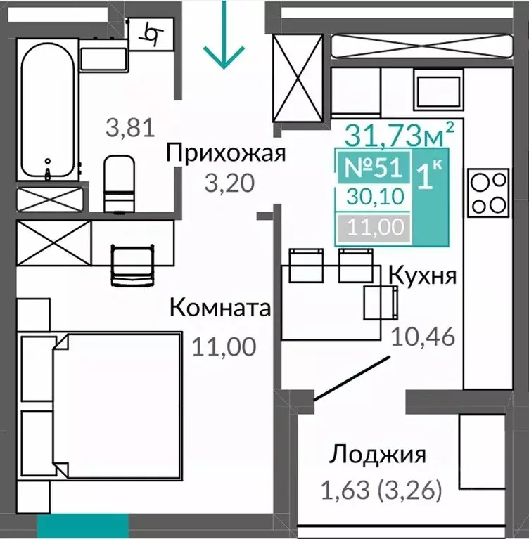 1-к кв. Крым, Симферополь Горизонты жилой комплекс (30.1 м) - Фото 0