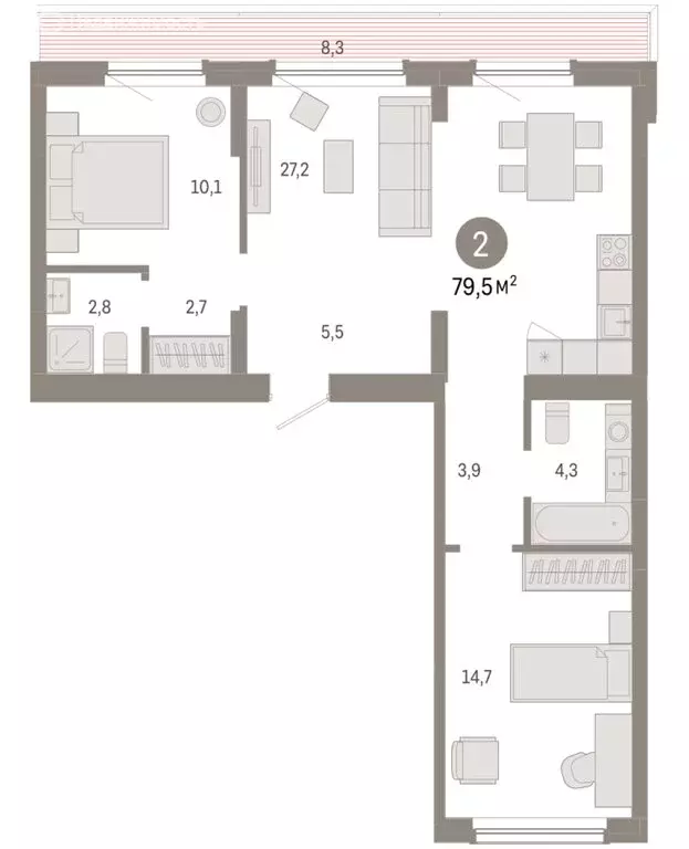 2-комнатная квартира: Новосибирск, квартал Лебедевский, 1/3 (79.5 м) - Фото 2