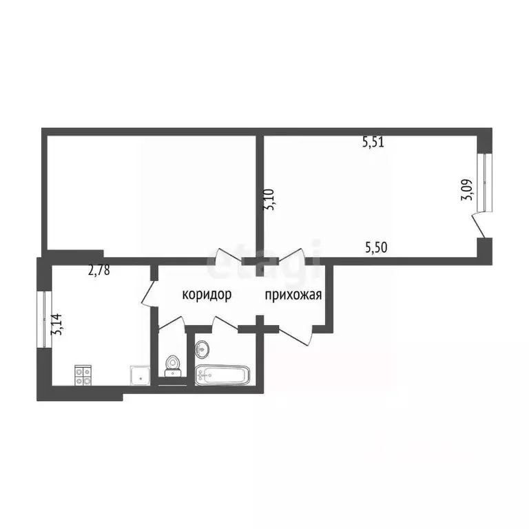 2-к кв. Белгородская область, Белгород ул. Макаренко, 4а (43.4 м) - Фото 1