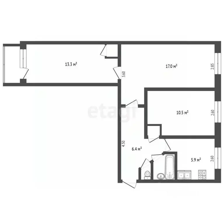 3-к кв. Крым, Бахчисарай ул. Макаренко, 4 (56.9 м) - Фото 2