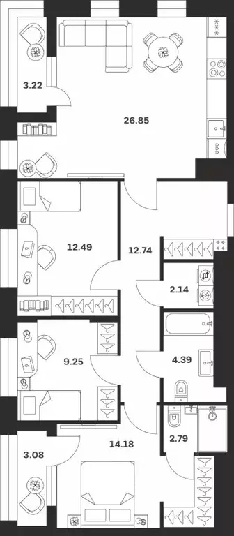 3-к кв. Тульская область, Тула городской округ, с. Осиновая Гора ул. ... - Фото 1
