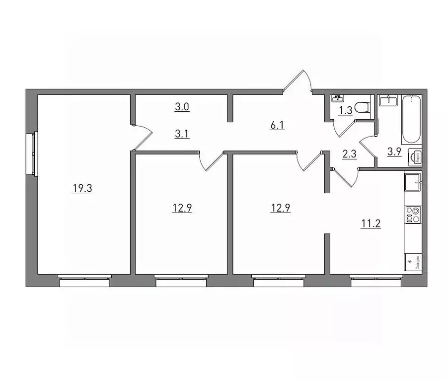 3-к кв. Кировская область, Киров ул. Чистопрудненская, 13А (76.0 м) - Фото 2