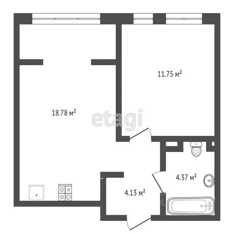 1-к кв. Тюменская область, Тюмень ул. Алматинская, 4 (44.8 м) - Фото 2