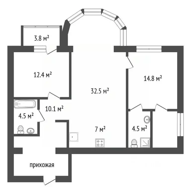 3-к кв. Красноярский край, Красноярск ул. Авиаторов, 34 (95.0 м) - Фото 1