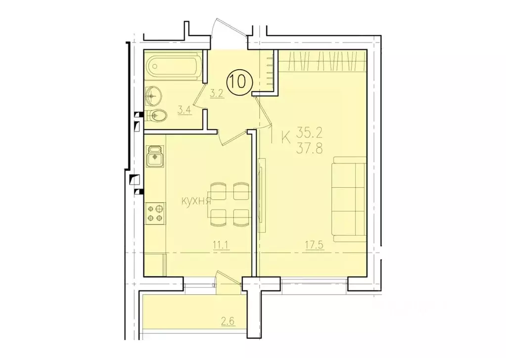 1-к кв. Саратовская область, Энгельс Энгельс-9 мкр, 2 (37.8 м) - Фото 0