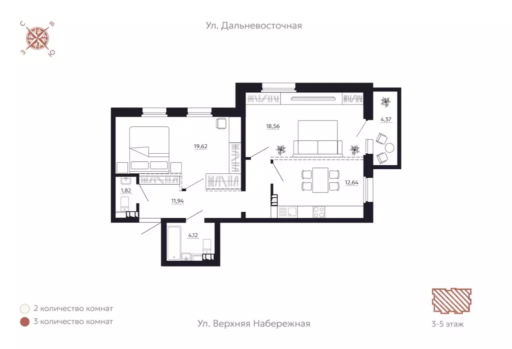 2-к кв. Иркутская область, Иркутск наб. Верхняя (70.01 м) - Фото 0