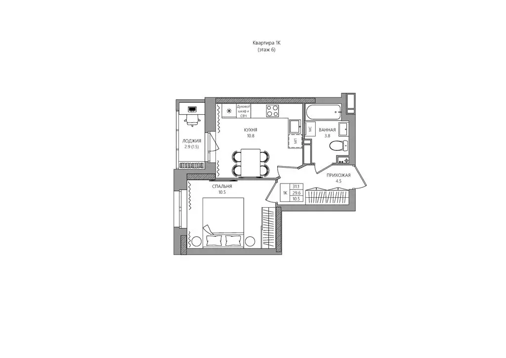 1-комнатная квартира: Пермский муниципальный округ, деревня ... - Фото 1