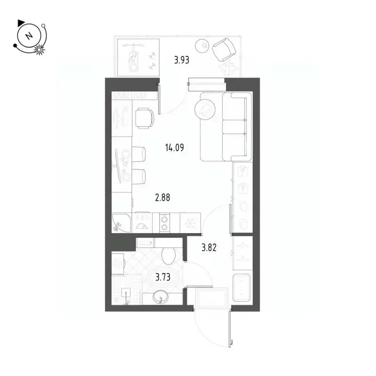 Студия Свердловская область, Екатеринбург ул. Таватуйская, 14А/2 (25.6 ... - Фото 0