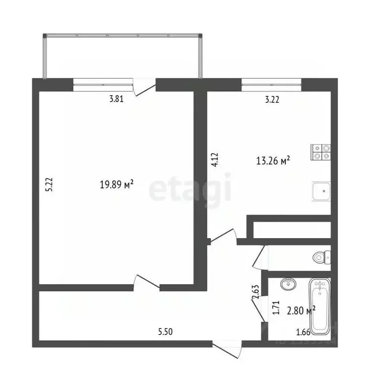 1-к кв. Тюменская область, Тюмень ул. Мебельщиков, 6 (46.3 м) - Фото 2