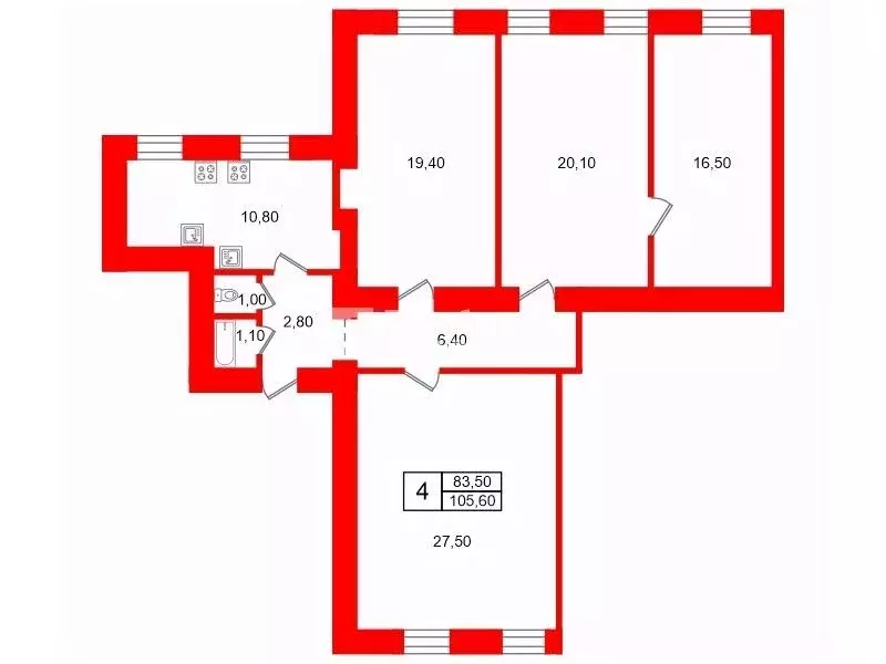 4-к кв. Санкт-Петербург Кузнечный пер., 17/2 (105.6 м) - Фото 2