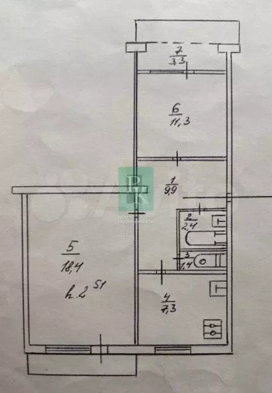 2-к. квартира, 60 м, 1/5 эт. - Фото 0