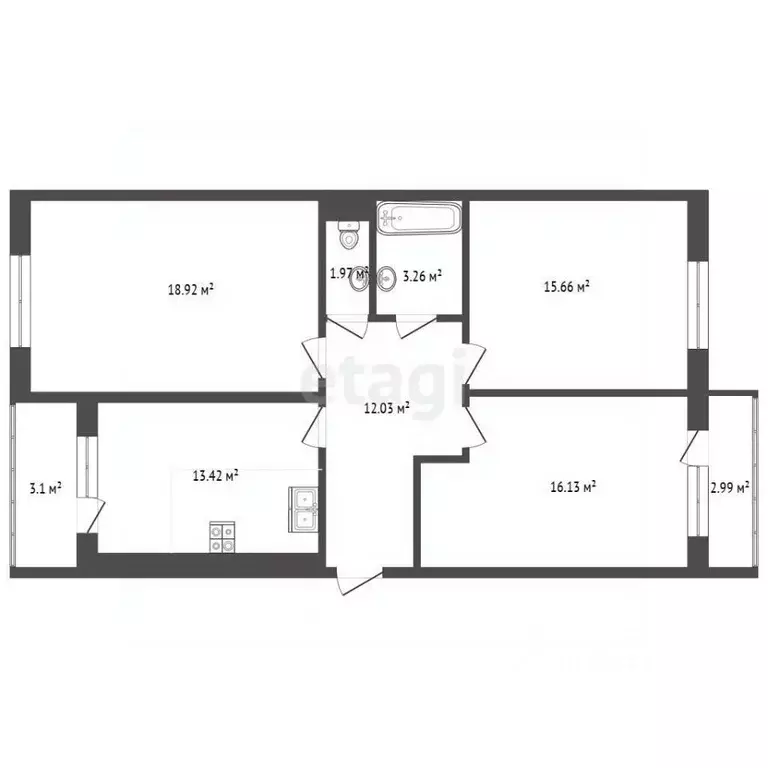 3-к кв. Калининградская область, Калининград ул. Виктора Денисова, 12 ... - Фото 2