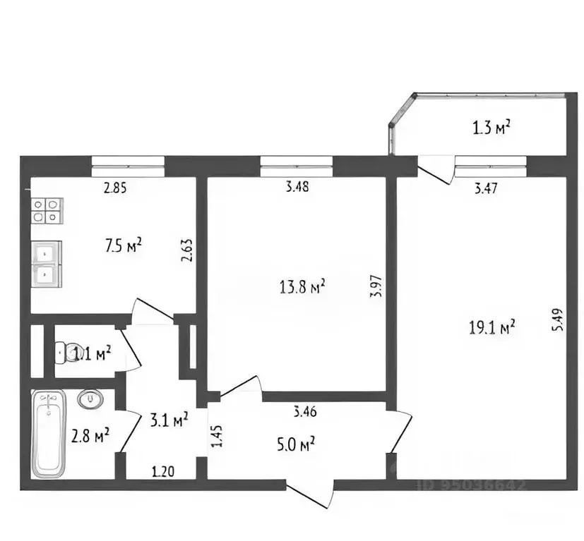 2-к кв. Омская область, Омск ул. 21-я Амурская, 41 (52.4 м) - Фото 2