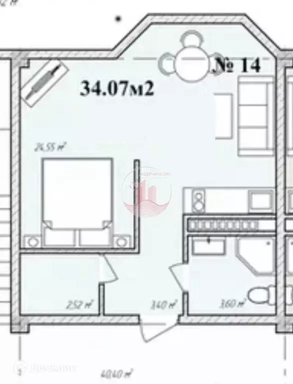 Продаётся квартира-студия, 34.07 м - Фото 1