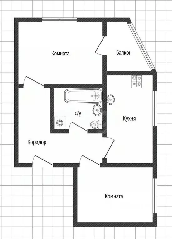 2-к кв. Белгородская область, Белгород ул. Большетроицкая, 28 (44.9 м) - Фото 2
