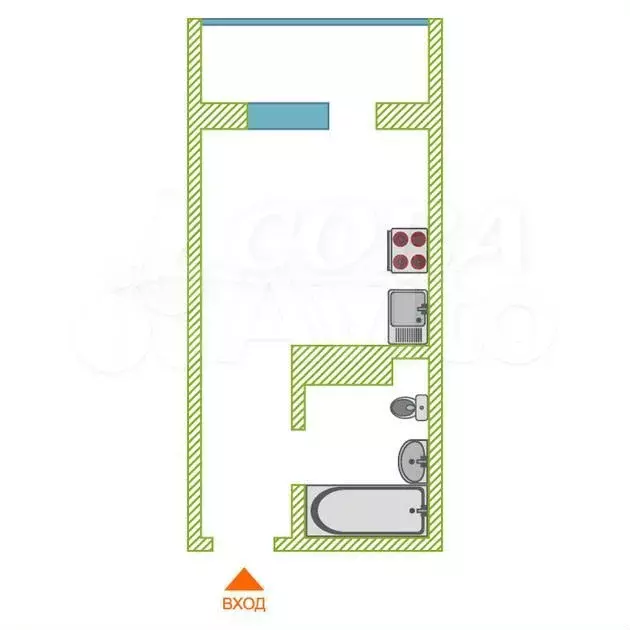 Квартира-студия, 15,8 м, 9/18 эт. - Фото 0