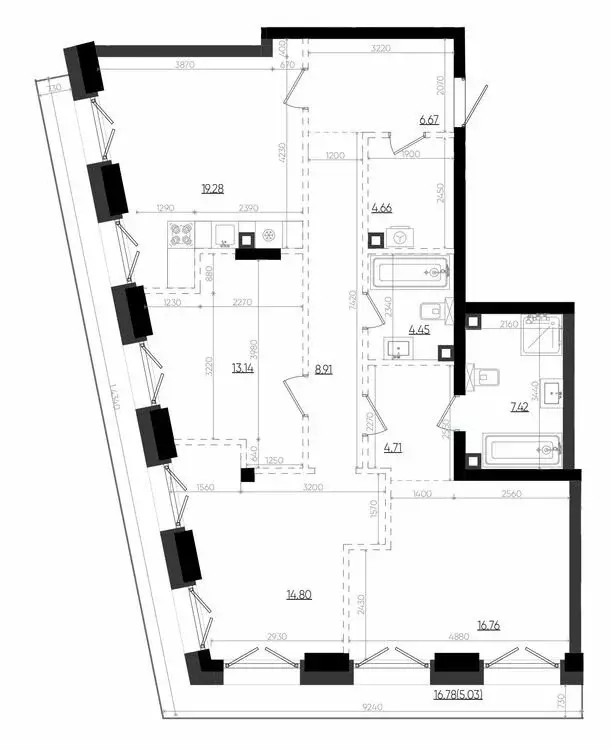 3-комнатная квартира: Казань, ЖК Яналиф (105.83 м) - Фото 0