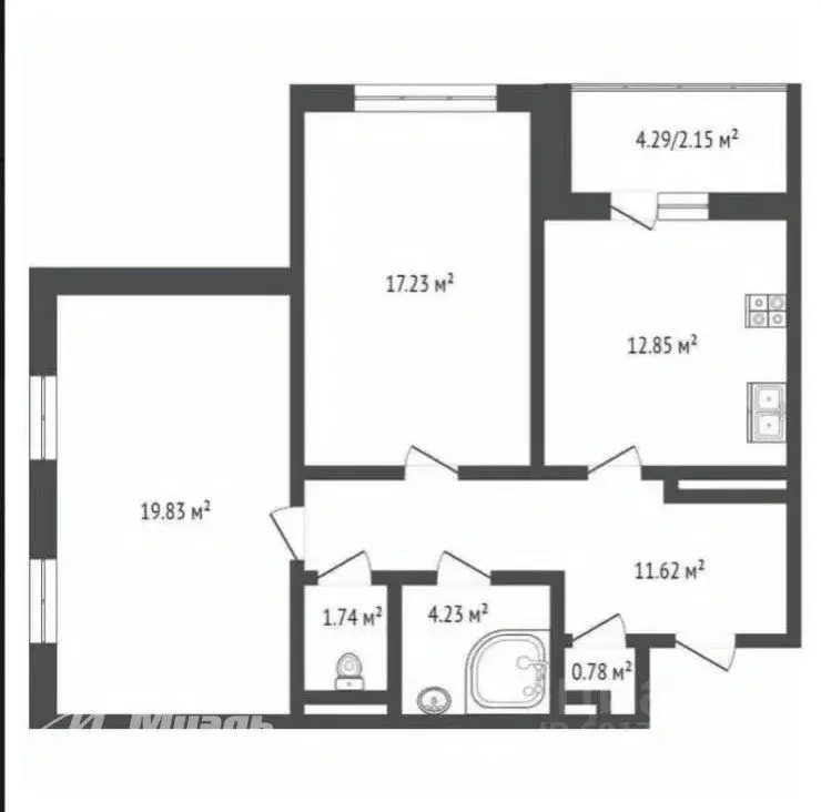 2-к кв. Орловская область, Орел ул. Андрианова, 37 (68.9 м) - Фото 1