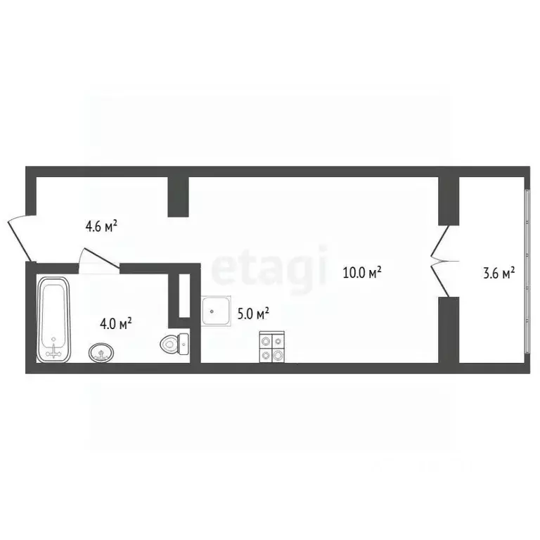 Студия Тюменская область, Тюмень ул. Братьев Бондаревых, 5 (24.5 м) - Фото 1