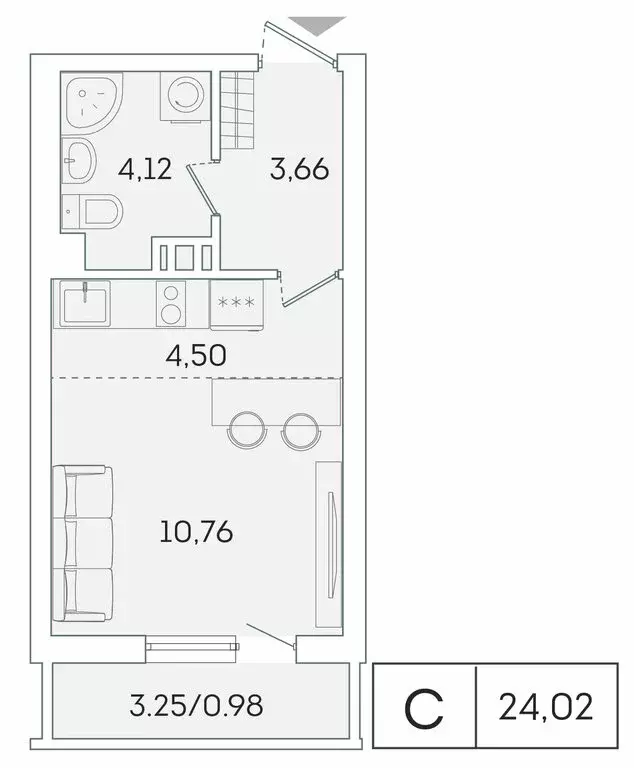 Квартира-студия: Мурино, Графская улица, 6к1 (23.1 м) - Фото 0