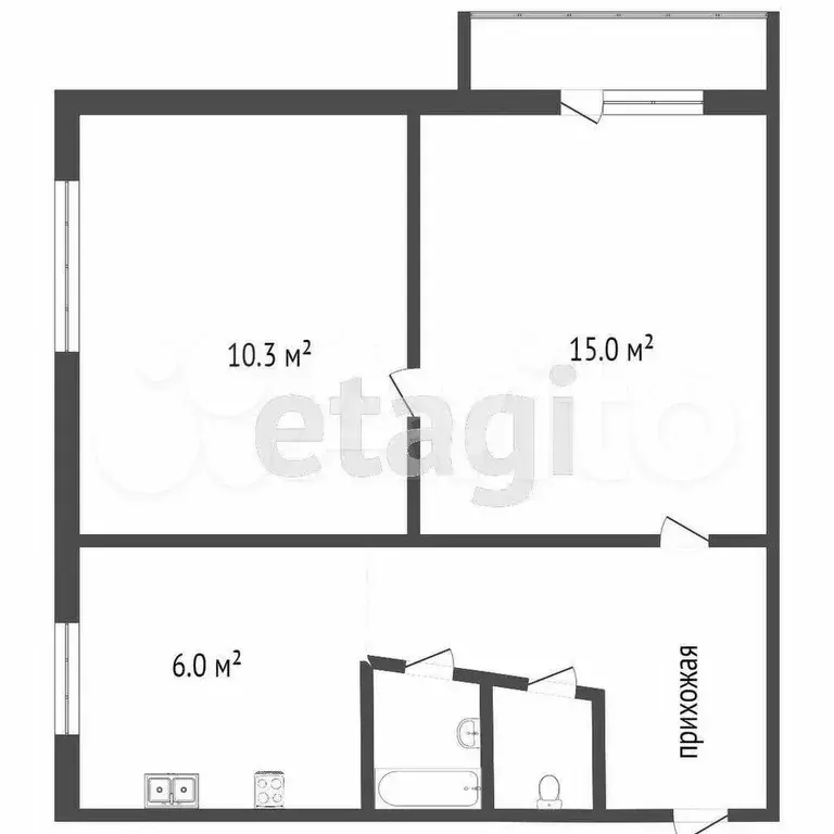 2-к. квартира, 38,5 м, 1/5 эт. - Фото 0