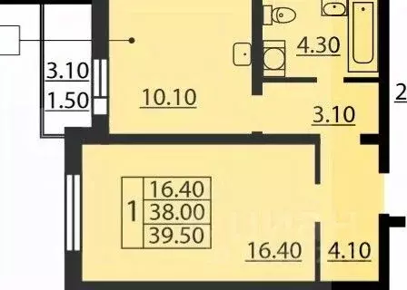 1-к кв. Санкт-Петербург ул. Корнея Чуковского, 3к3 (37.9 м) - Фото 1