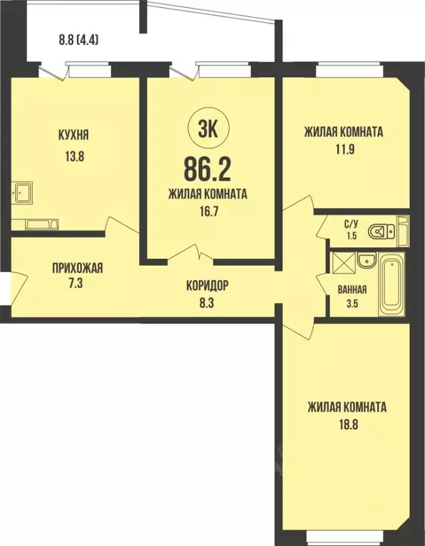 3-к кв. Новосибирская область, Новосибирск ул. Декоративный Питомник, ... - Фото 1