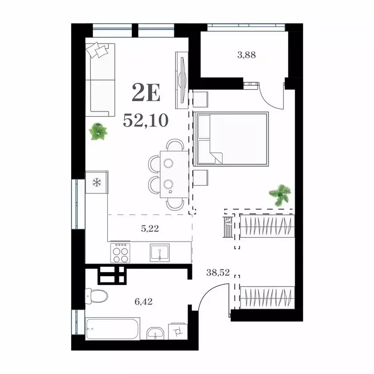 1-комнатная квартира: Владивосток, улица Леонова, 54 (52.1 м) - Фото 0