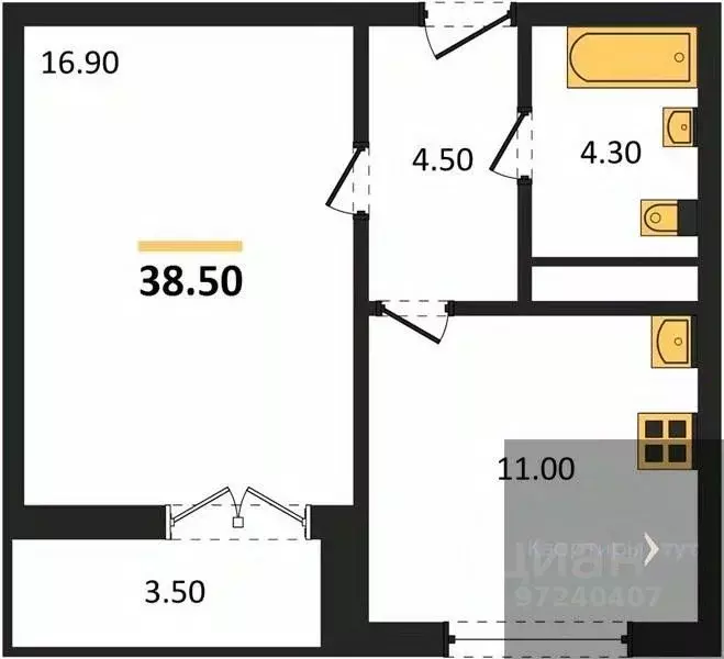 1-к кв. Воронежская область, Новоусманский район, пос. Отрадное ул. ... - Фото 1