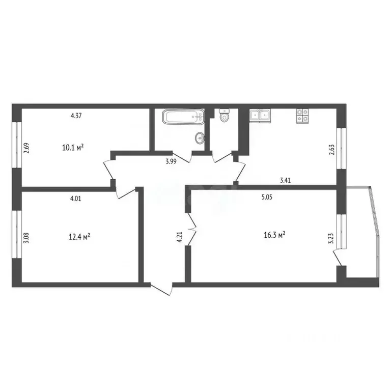 3-к кв. Тюменская область, Тюмень Ткацкий проезд, 12 (60.0 м) - Фото 1