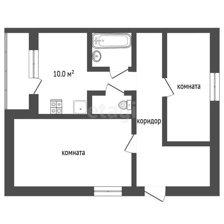 2-комнатная квартира: Новоозёрное, Морская улица, 11 (50.7 м) - Фото 1