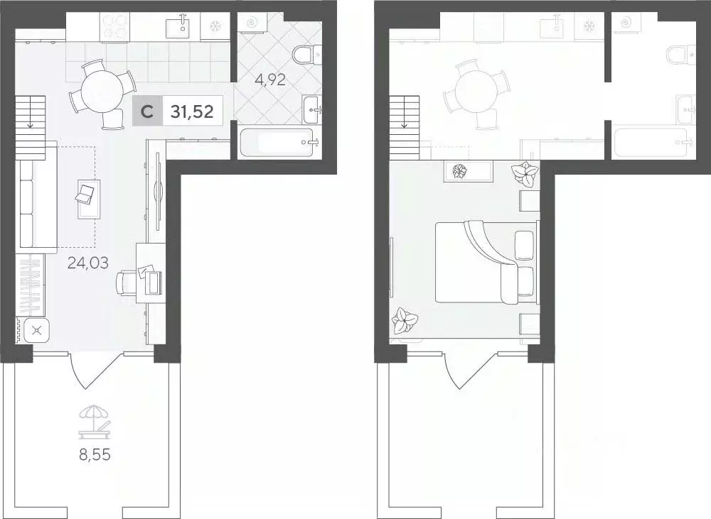 Студия Тюменская область, Тюменский район, д. Падерина ул. Сергея ... - Фото 0